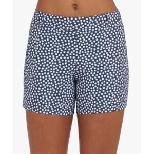 Spanx Sunshine Shorts, Navy White Dot, Nylon Blend, Stretch Pull-On High Rise